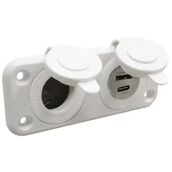 Best Trem Prise allume-cigare + USB-A + USB-C blanc