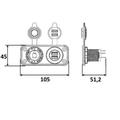 Clearance Trem Prise USB-A double + voltmètre