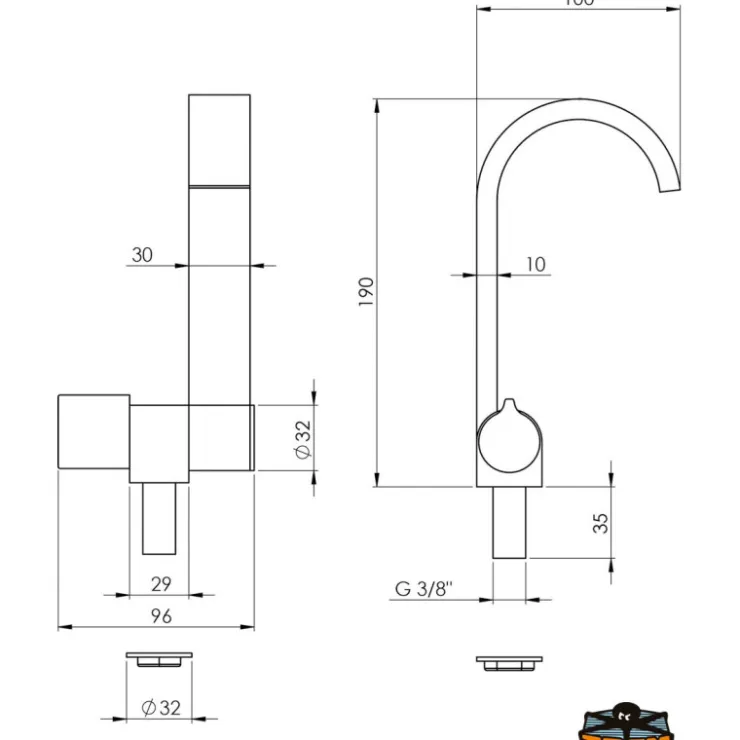 Discount Trem Robinet Style Black Line | Eau froide