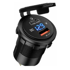 Trem Voltmètre + Prise USB-A 3.0 et USB-C PD