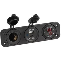 Hot Trem Voltmètre/Ampèremètre + prise allume-cigare et USB-A + USB-C