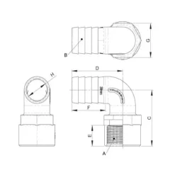 Hot Trudesign Coude 90° FM fileté cannelé noir BSP