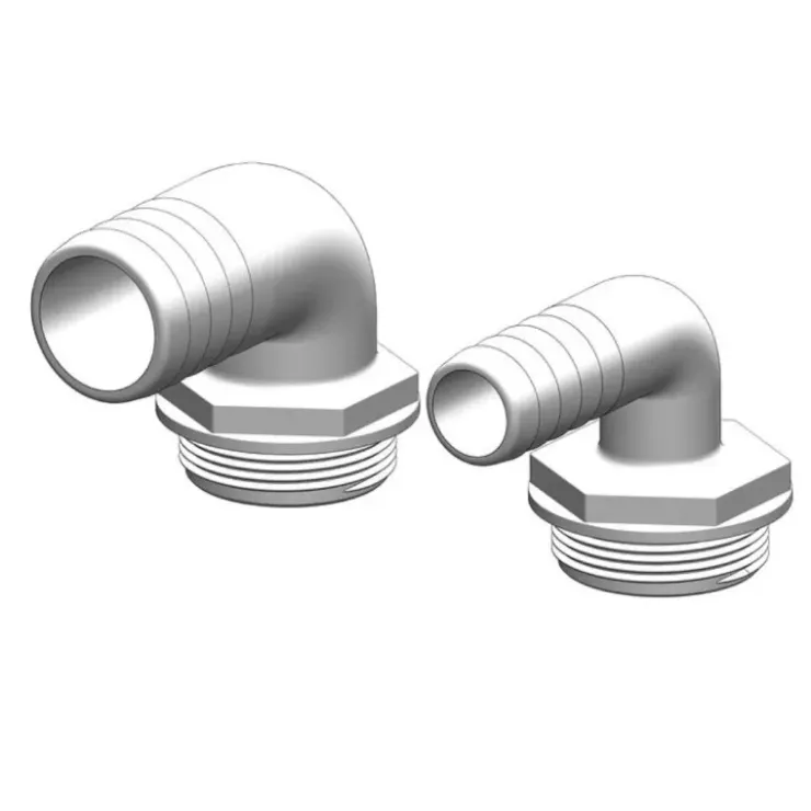 Clearance Trudesign Coude 90° MM fileté cannelé blanc & joint bleu 1"1/2