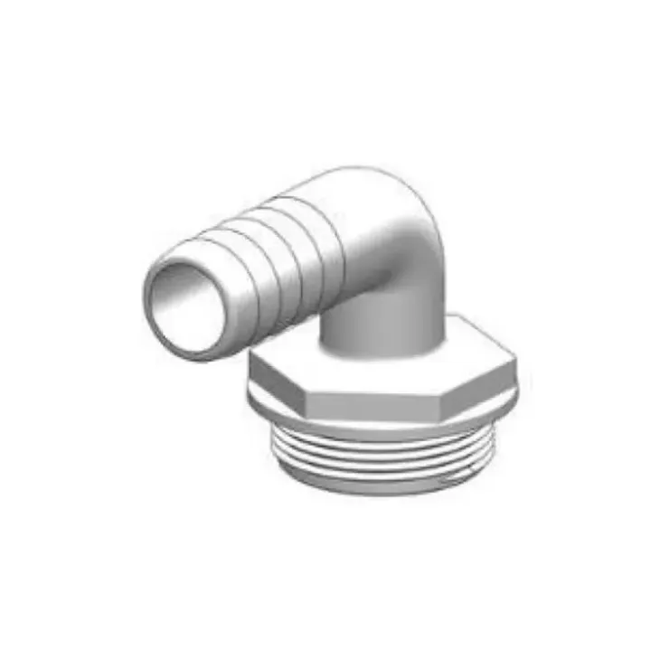 Clearance Trudesign Coude 90° MM fileté cannelé blanc & joint bleu 1"1/2