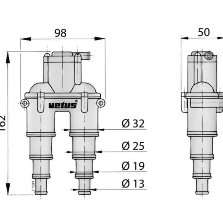 Online Vetus Airvent coude anti-siphon ø 13 à 32 mm