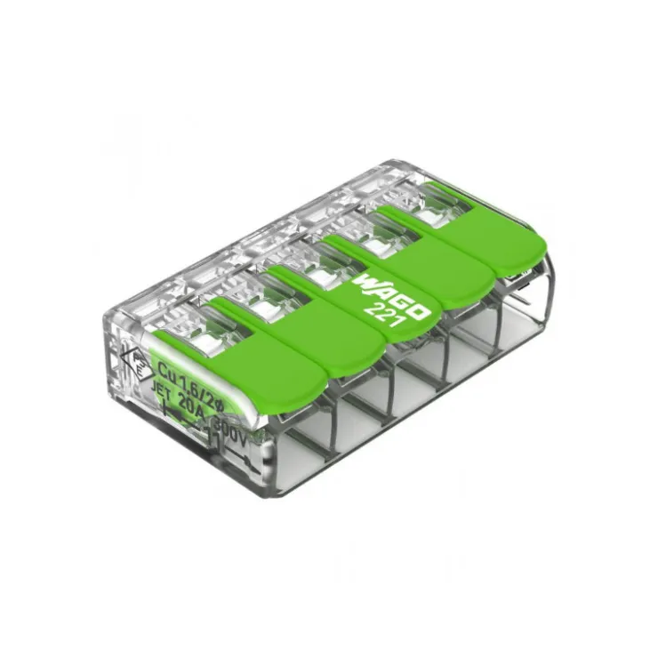 Online Wago 221 Green 5 entrées | pack de 10